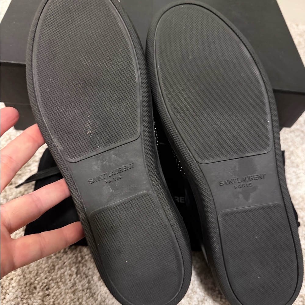 Saint Laurent (YSL) Black Leather Studded Sneakers size 7 - Picture 10 of 15